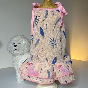 Pink Flamingo Watercolor Burnout Dog Dress